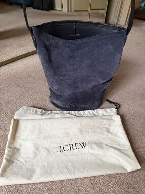 J. Crew Navy Suede Bucket Duffel Bag